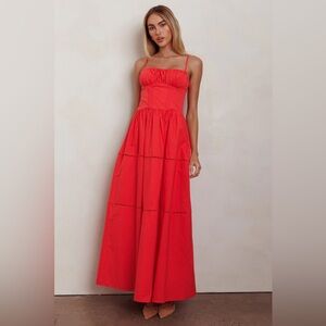 Red Spaghetti-Strap Maxi Dress - Elegant Summer Style